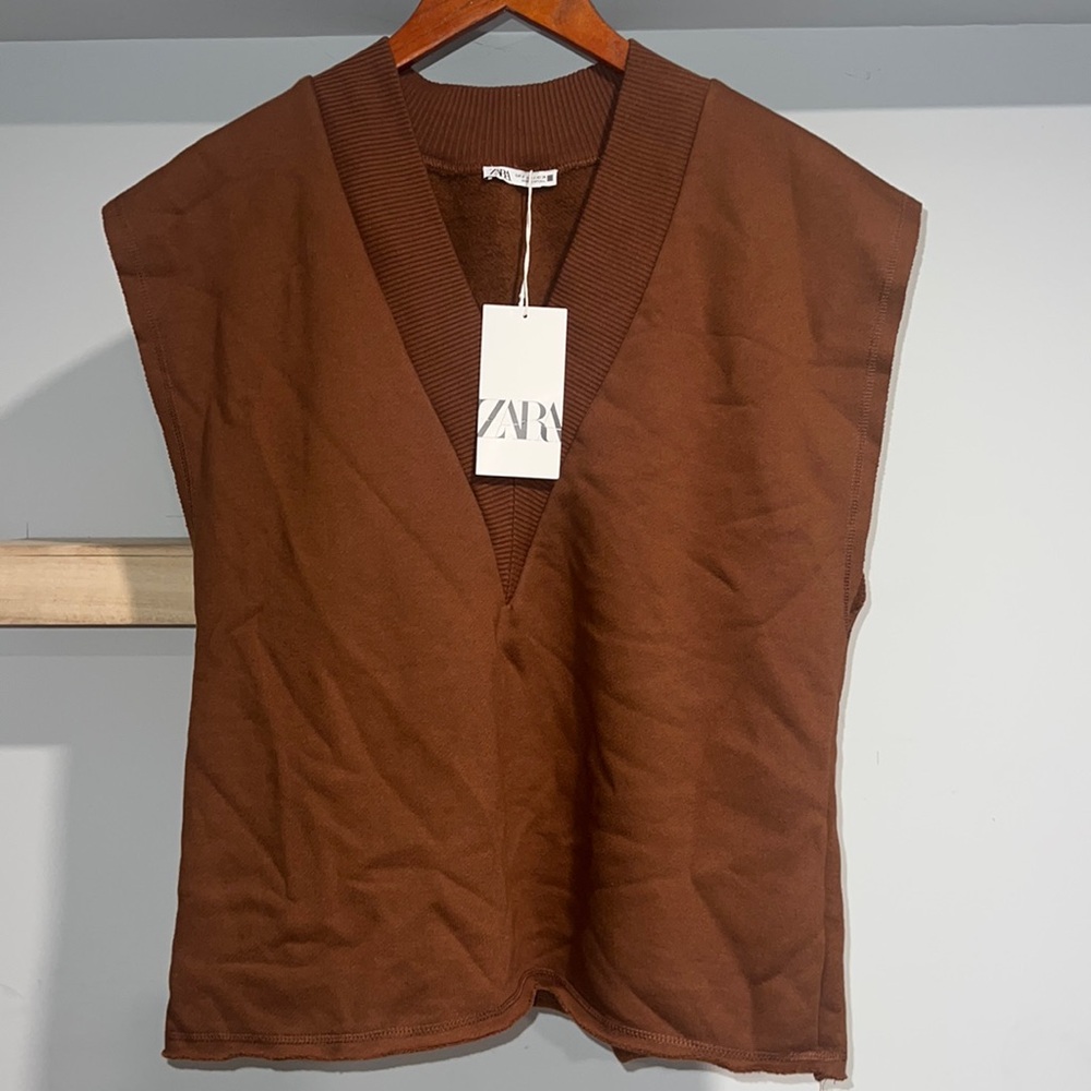 Zara brown sweater vest NWT